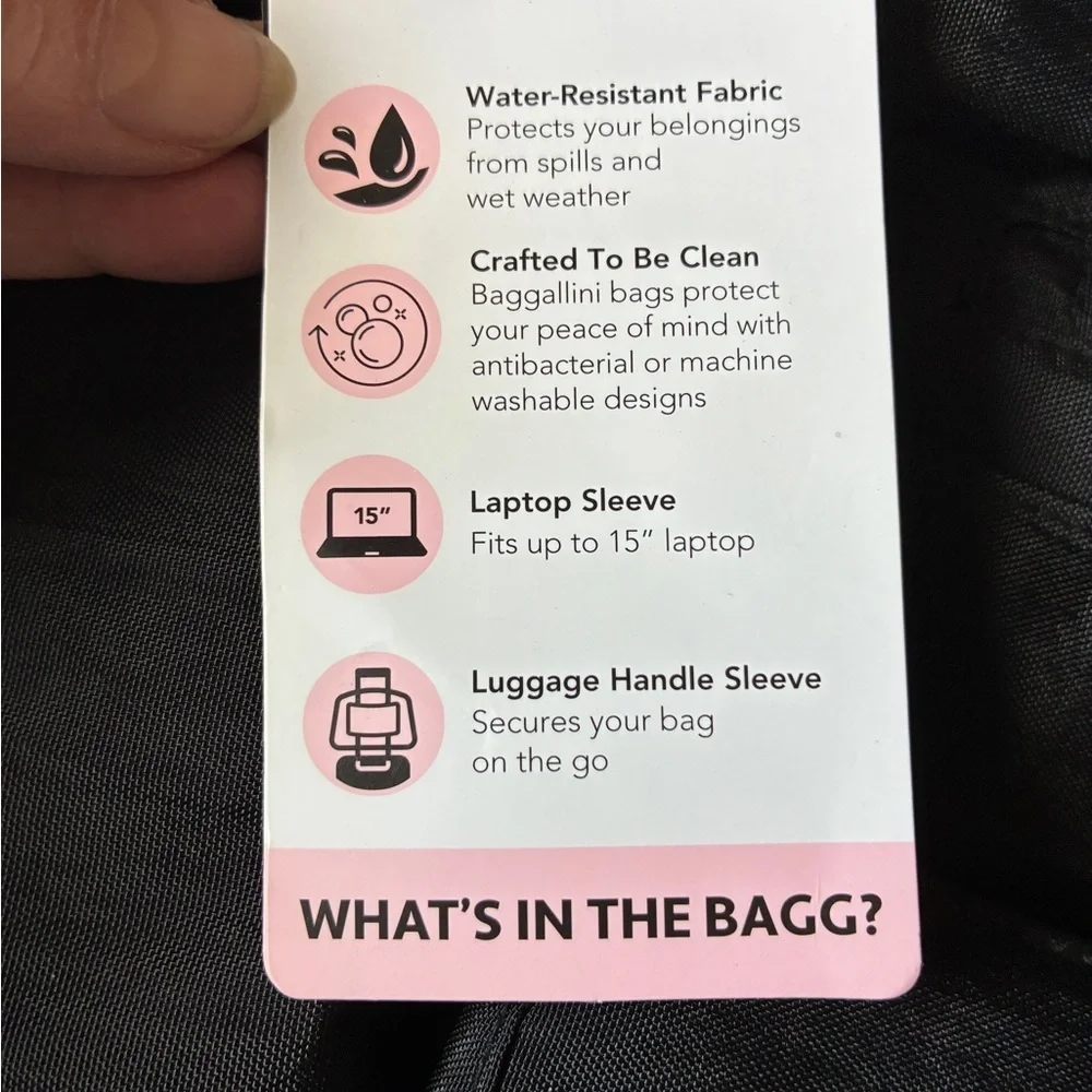 Baggallini Tote Messenger Travel Commuter Bag Black NWT